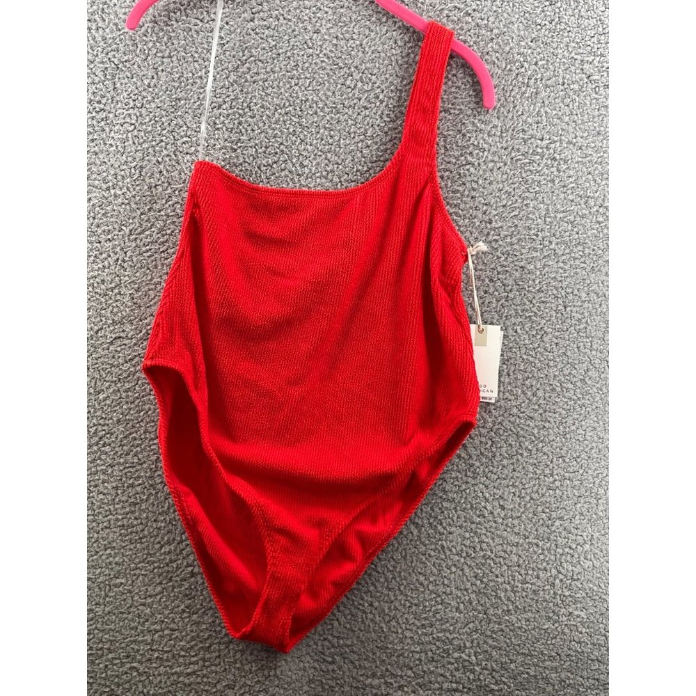 Good American Always Fits One Shoulder One-Piece Swimsuit Bright Poppy Size 5/6